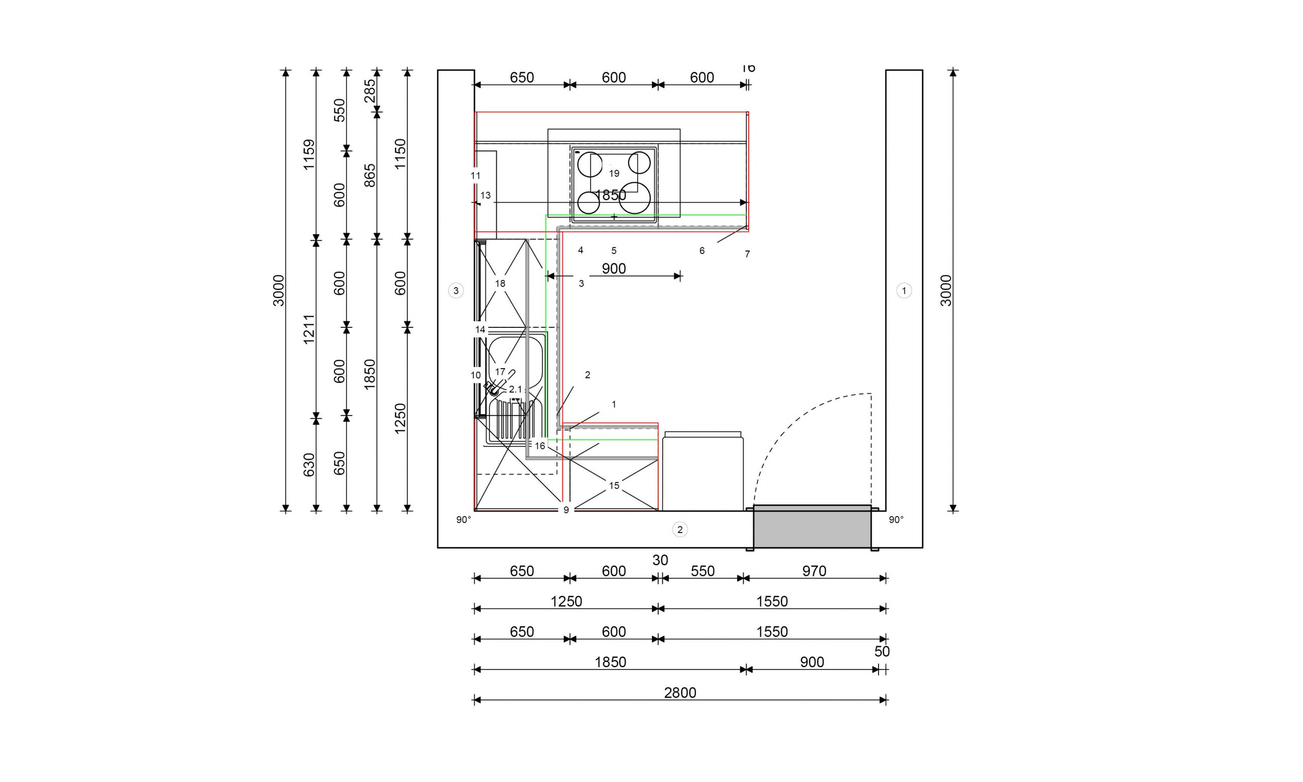 Grundriss Küche